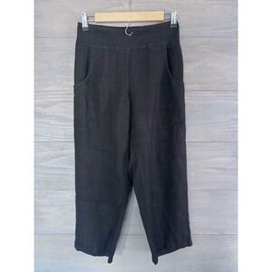 CMC Color Me Cotton Black Linen Wide Leg Cropped Pants Made in USA Womens Small